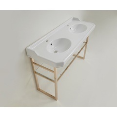 Lavabo à double vasque console de style classique en céramique blanche 135 cm - Romana, Sbordoni
