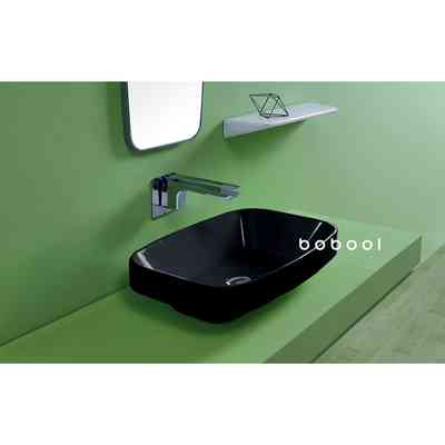 Lavabo à poser ou à encastrer noir brillant 66x38 cm - Baden Baden, Simas