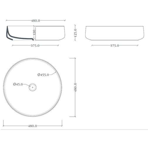 Lavabo à poser rond en céramique Ø48 - Cognac COL002 par Artceram