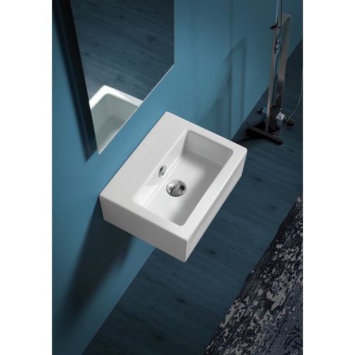 Lave-mains suspendu avec un trou en céramique blanche 43 cm - Frozen, Simas