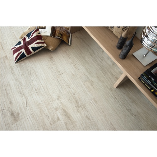 Light natural wood effect porcelain stoneware, 16,4x99,8 cm White - Logwood, Dom Ceramiche