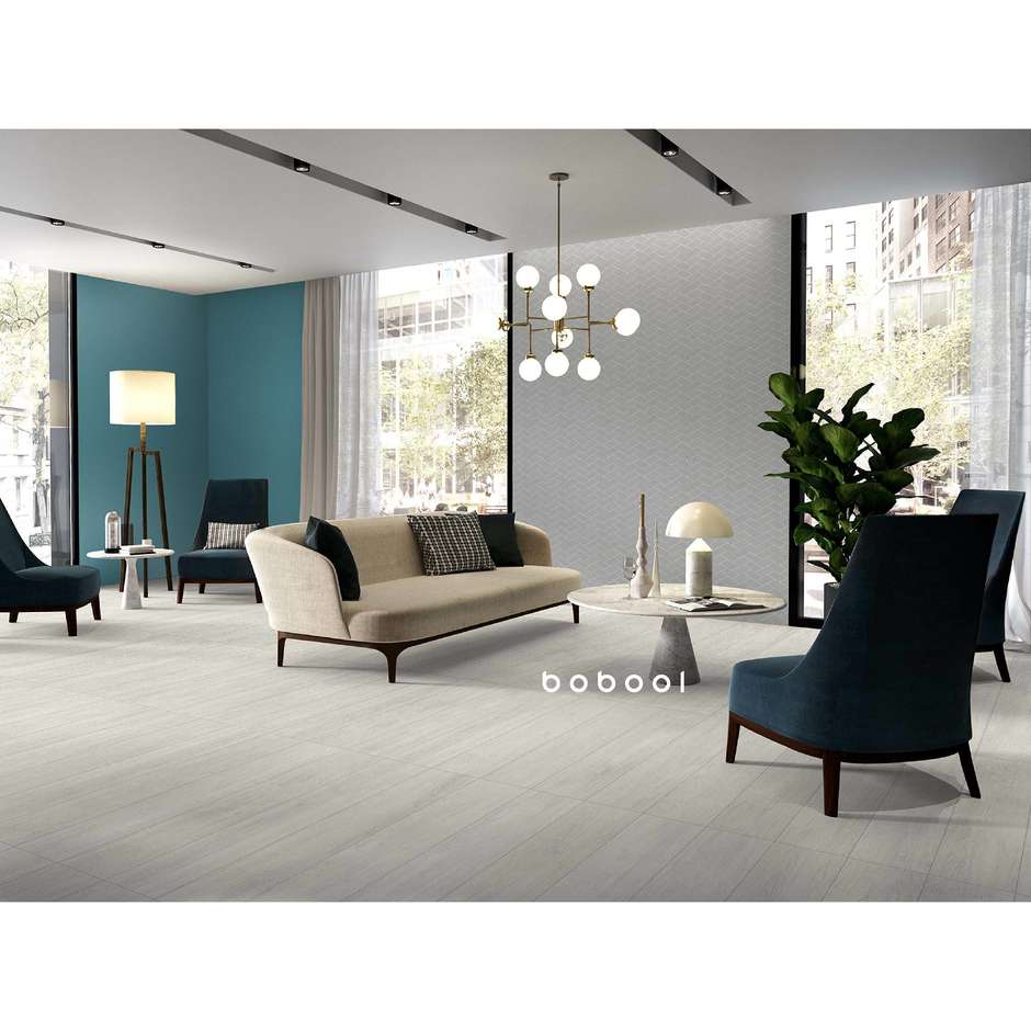 Light wood effect porcelain stoneware, 20x120 cm, White - Comfort W, Dom Ceramiche