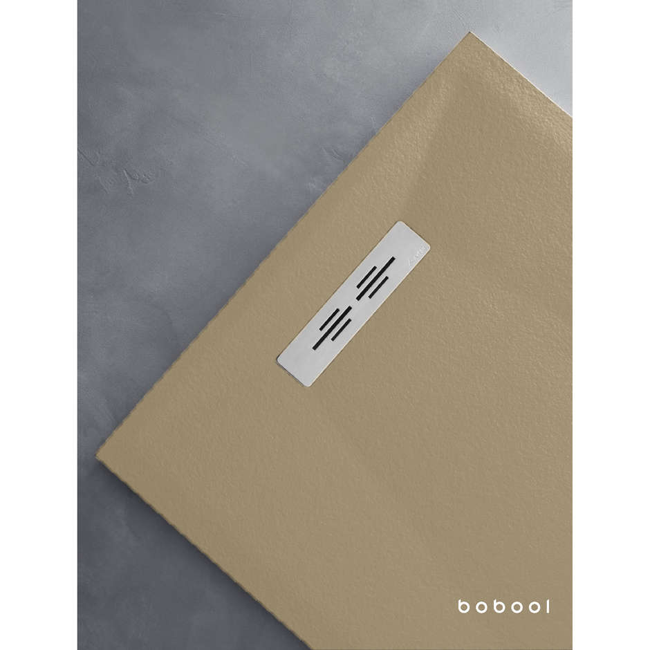 Low thickness shower tray with slate effect beige color measures 80x120 cm height 3 cm - Trendy Line, Arblu