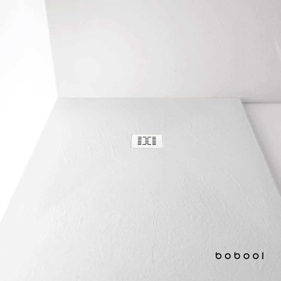 Low thickness shower tray with split stone effect white color measures 70x120 cm height 3 cm - Well, Arblu