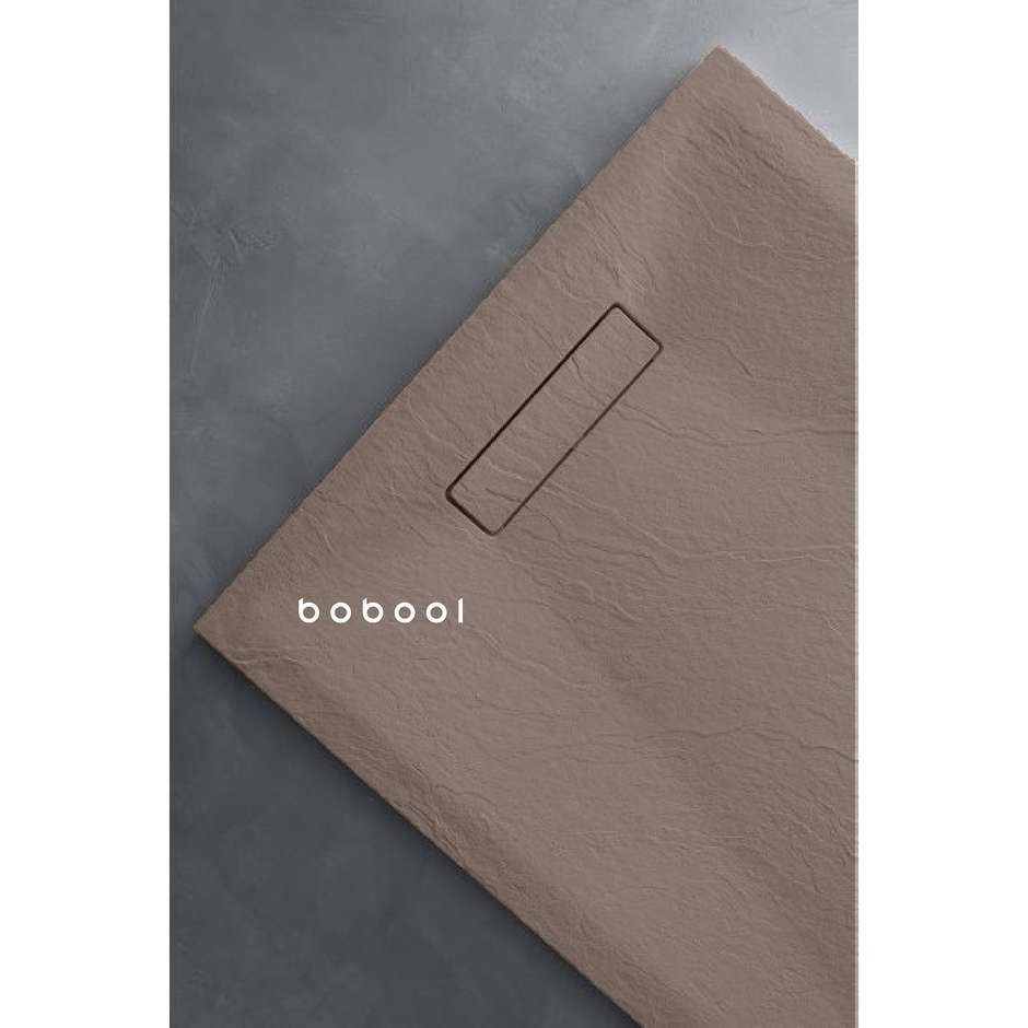 Low thickness shower tray with stone effect brown color measures 80x120 cm height 3.5 cm - Well Plus, Arblù