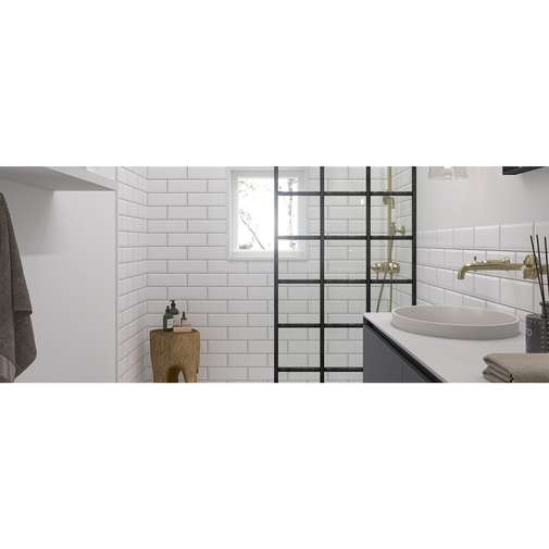 Mainzu Bissel Blanco Brillo 10x30 cm Wall Tile – Glossy White Diamond Tile