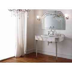 Marble console with polished brass metal legs and ceramic countertop washbasin - Michelangelo, Sbordoni