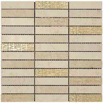 Marble mosaic with decorative writing, for walls, Cream 30x30 cm - Words, Boxer