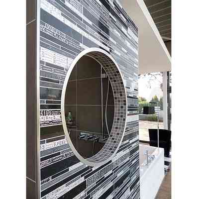 Marble mosaic with decorative writings, for wall tiles, black 30x30 cm, Black - Multi Words, Boxer