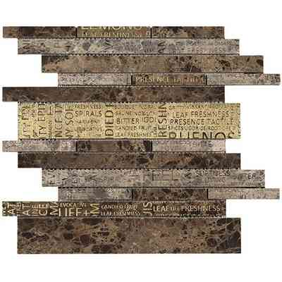 Marble mosaic with decorative writings, for walls, bruno Emperador 30x30 cm - Multi Words, Boxer