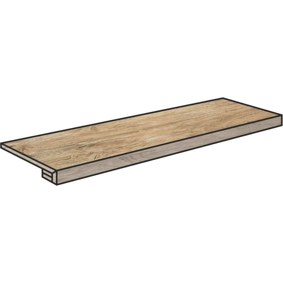 Marche effet bois naturel beige, 16,4x99,8 cm Costa Retta - Logwood, Dom Ceramiche
