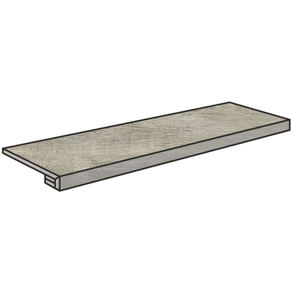 Marche effet bois vieilli gris 16,4x99,8 cm, bord droit, Gris - Barnwood, Dom Ceramiche