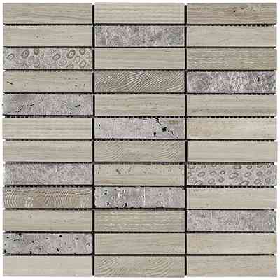 Marmor- und Lavasteinmosaik mit Holzeffekt, White Wood 30x30 cm - Patchwork, Boxer