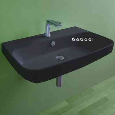 Matt anthracite sit-on or wall-hung washbasin 80 cm - Baden Baden, Simas