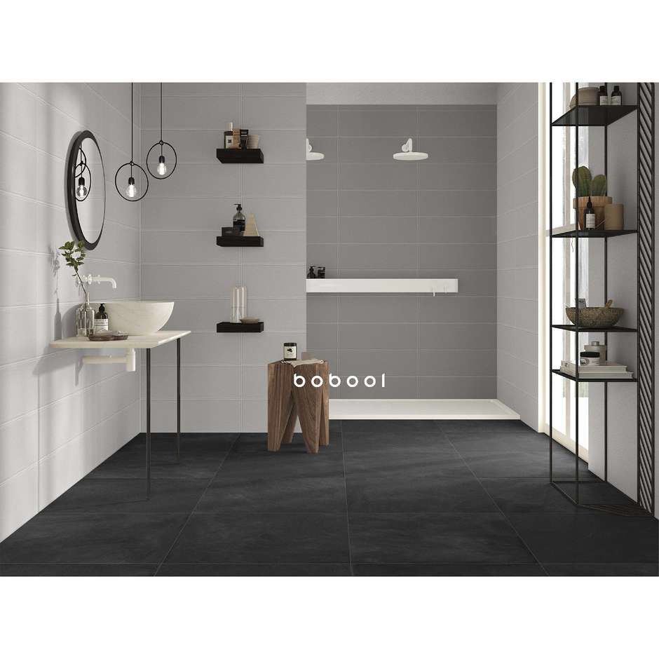 Matte Wandfliese, Grigio Tin, 20x60 cm - Glatt, Dom Ceramiche