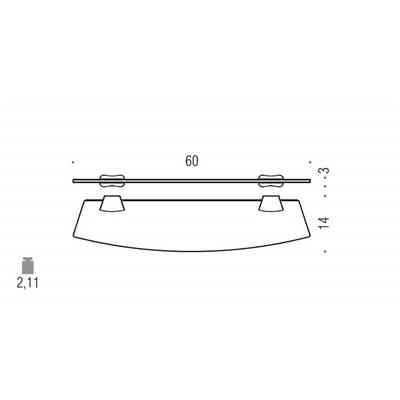 Mensola da bagno curva in vetro opaco e finitura cromata 60 cm - Colombo Design