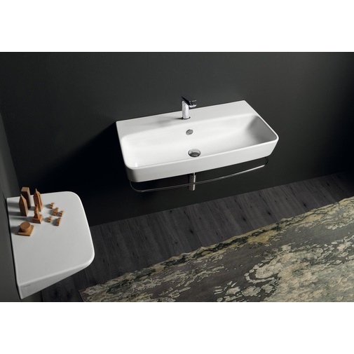 Mensola moderna in ceramica bianca completa di fissaggi 40 cm - Degradè, Simas