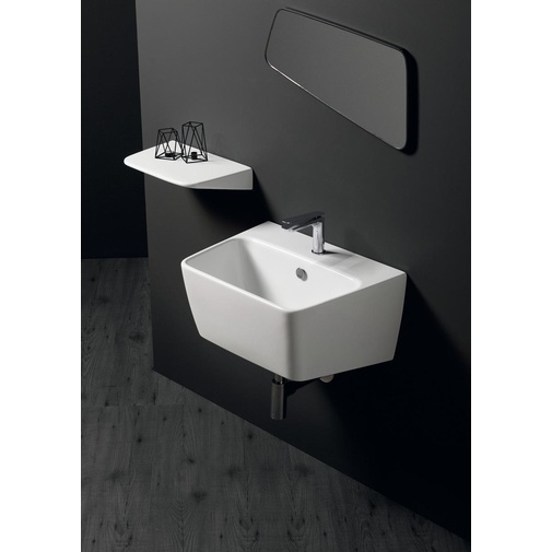 Mensola moderna in ceramica bianca completa di fissaggi 40 cm - Degradè, Simas