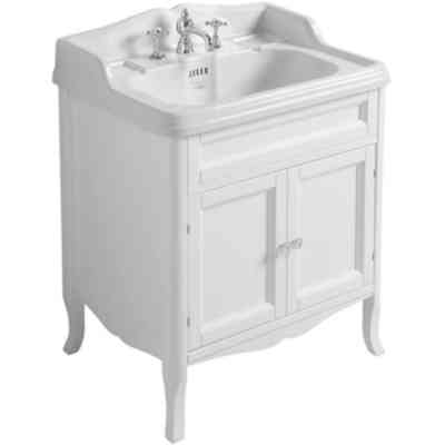 Meuble au sol avec portes droites style rétro pour vasque AR834 blanc - Arcade, Simas