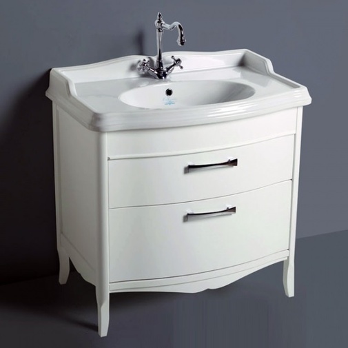 Meuble au sol de style rétro pour vasque AR864 couleur blanche - Arcade, Simas