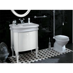 Meuble de style rétro LA10 pour lavabo à 2 portes, blanc brillant - Lante, Simas
