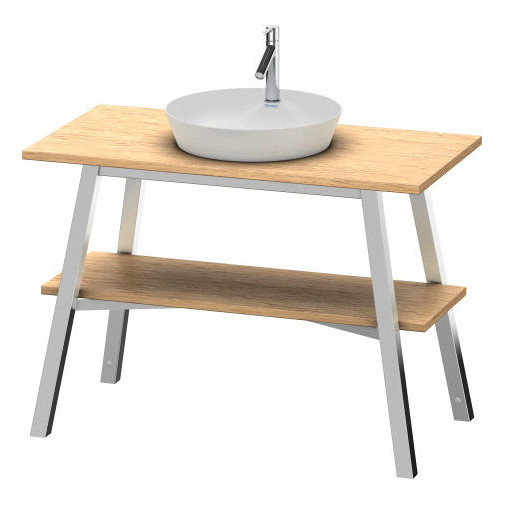 Meuble sous vasque sur pied en chêne massif naturel et acier avec vasque à poser 48 cm - Cape Cod by Starck, Duravit