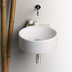 Minimal style round wall hung washbasin in white ceramic 40 cm - Flow, Simas