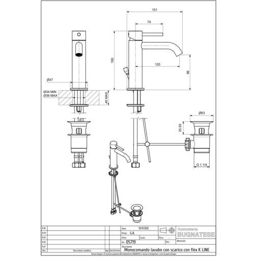 Minimalist Chrome-Plated Brass Basin Mixer - K Line 5719, Bugnatese Taps