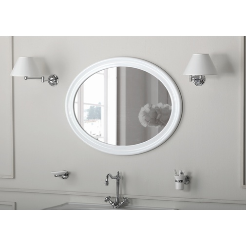 Miroir ovale de style classique en bois blanc brillant - Lante, Simas