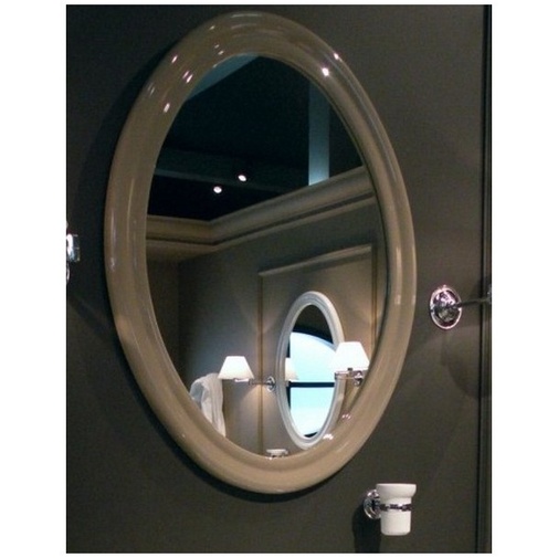 Miroir ovale de style classique en bois gris tourterelle brillant - Lante, Simas