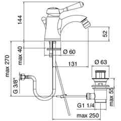 Miscelatore bidet con leva in ceramica, cromato - 902 Classic, Zazzeri