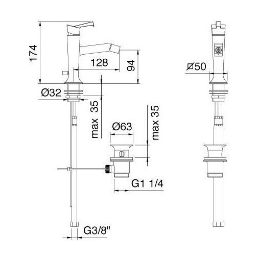Miscelatore bidet monocomando elegante, cromato - Bridge, Rubinetterie Treemme