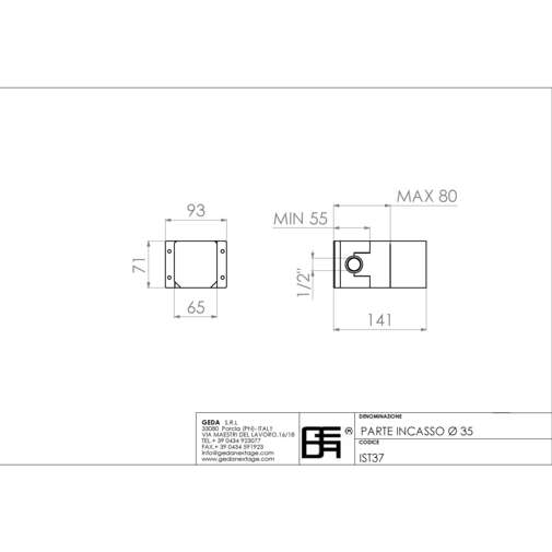 Miscelatore doccia completo di parte esterna e parte incasso cromato stile moderno - Teo, Geda