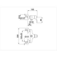 Miscelatore doccia esterno cromato stile classico - Lem, Rubinetteria Bugnatese