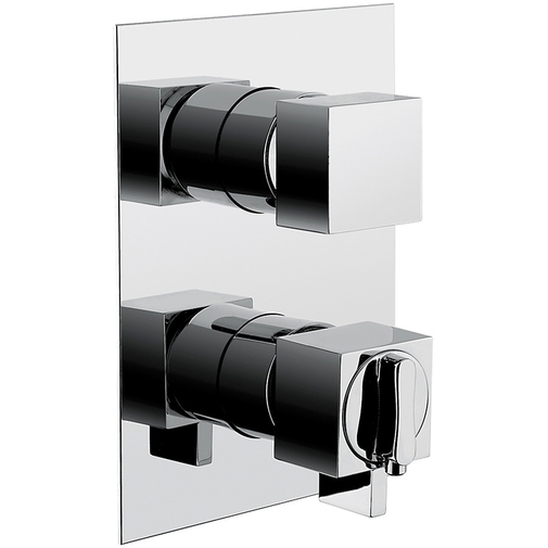 Miscelatore doccia termostatico con deviatore a 3 uscite da incasso cromato stile moderno - Tetris, Rubinetteria Bugnatese