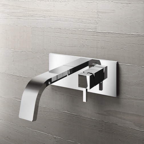Miscelatore lavabo a muro da incasso cromato stile moderno canna da 19,5 cm - Hito Quarantuno, Geda