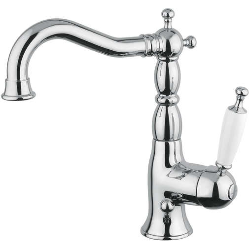 Miscelatore lavabo con scarico e flex Oxford Rubinetteria Bugnatese inox cr tradizionale