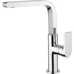 Miscelatore lavabo cromato con canna alta girevole stile moderno - Simple, Rubinetteria Bugnatese