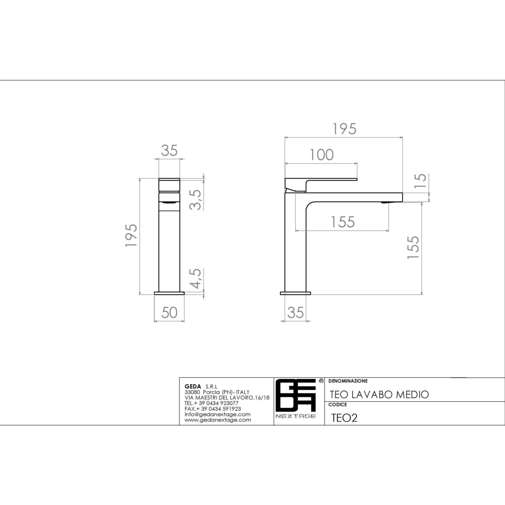 Altezza Rubinetto A Muro Lavabo.Miscelatore Serie Teo Di Geda Per Lavabo Finitura Cromo Collo Alto 19 5 Cm