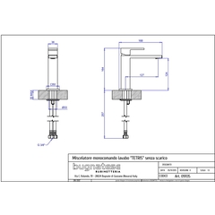 Miscelatore lavabo moderno squadrato senza kit scarico - Tetris, Rubinetteria Bugnatese