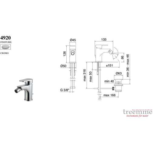Miscelatore per bidet ZIP Rubinetterie Treemme