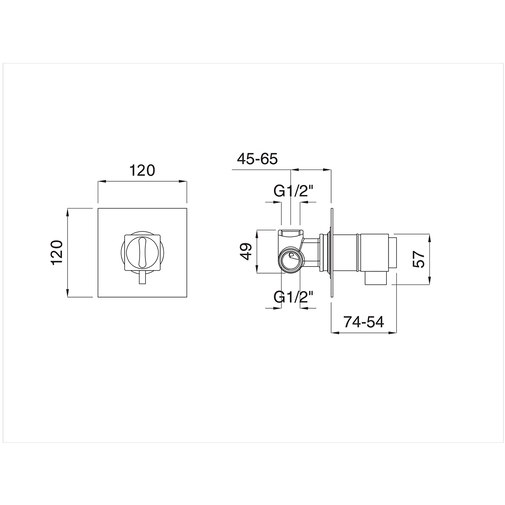 Mitigeur de douche chromé thermostatique à encastrer design carré - Tetris, Rubinetteria Bugnatese