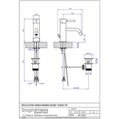 Mitigeur de lavabo chromé standard de style minimal - Kobuk Fix, Rubinetteria Bugnatese
