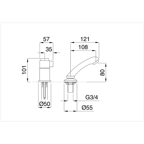 Mitigeur de lavabo de coiffure extractible chromé - Kobuk, Rubinetteria Bugnatese
