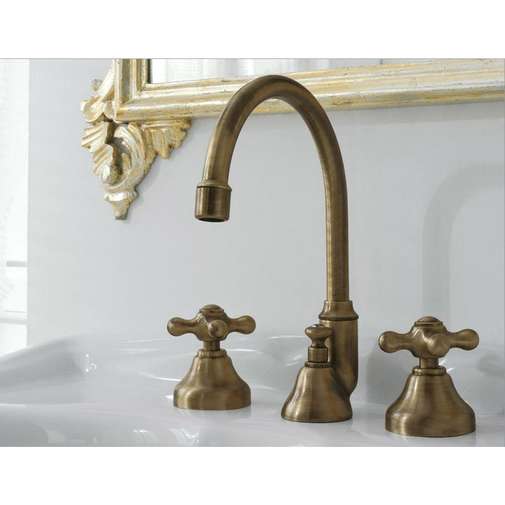 Mitigeur de lavabo à col pivotant, 3 trous, bruni - 802 Classic, Zazzeri