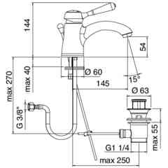 Mitigeur lavabo avec levier céramique, chromé - 902 Classic, Zazzeri