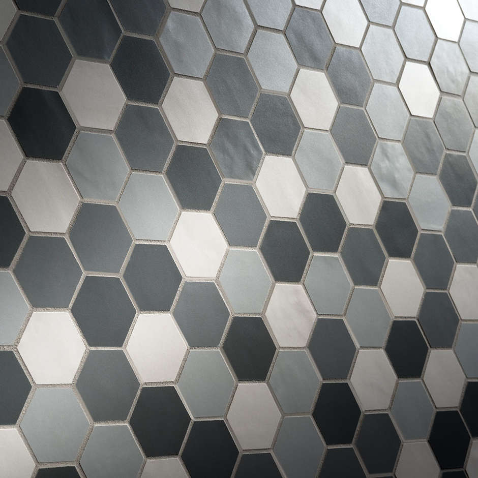 Mixed colors matt hexagonal wall tile Cold, 30x30 cm - Smooth, Dom Ceramiche