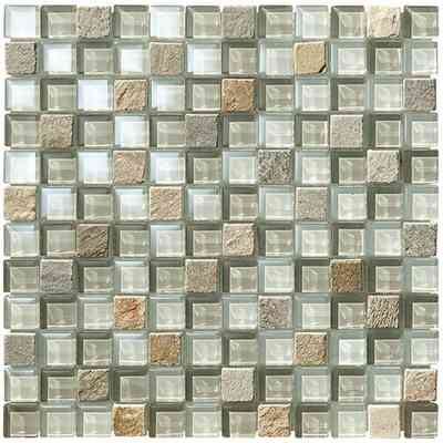 Mixed slate, glass and marble mosaic, Acquamarina 30x30 cm, for walls and floors - Nepal, Boxer