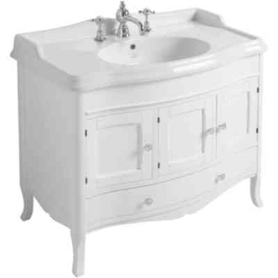 Mobile bagno stile neoclassico con ante curve bianche, 105x56xh20cm - Arcade, Ceramiche Simas 