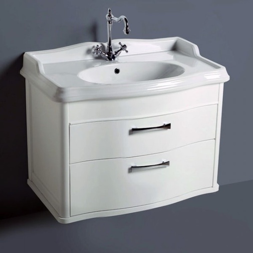 Mobile sospeso con cestone stile classico per lavabo AR864 colore bianco - Arcade, Simas